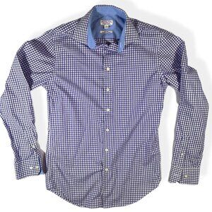 Mens Merona Non-Iron Purple & White Gingham Button-Down Shirt S